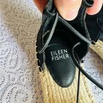 Eileen Fisher Black Leather DOrsay Espadrille Flat Sandal Size 6 Photo 4