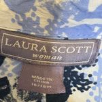 Laura Scott Blue Black Floral Button Down Blouse 1X Business Casual Photo 3