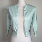 Moda International Silk Pearl Button Cardigan Blue Photo 1