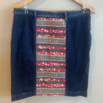 Holding Horses  Anthropologie Women’s‎ Western Denim Skirt w/ Fabric  Size 27 Photo 0