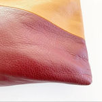 Fossil  Dawson Pebble Leather Patchwork Crossbody‎ Tan Maroon Persimmon Zip Bag Photo 7