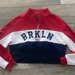 H&M Divided Size Small Red, White, and Blue Brooklyn 1/4 Zip Pullover Sweatshirt Photo 5