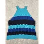 Anthropologie  Jenette Blue Crochet High Neck Halter Top Sweater Knit Tank Med Photo 7