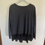 Club Monaco  Wool Black Gray‎ Split Back Tiered Hem Pull Over Sweater Medium Photo 2