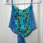 SO NEW  women’s blue cropped‎ tank top blouse floral cute casual tied elastic M Photo 0