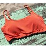 Aerie New Women’s Swimsuit Top Ribbed Lettuce Hem Size M Longline Bikini Orange Photo 7