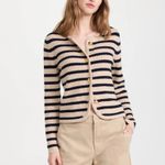 Rag and Bone  Wool Blend Nancy Striped Cardigan Size Medium Tan Photo 1