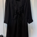 H&M Ruffle Front Long Sleeve Sheer Dress Knee Length Classic Funeral Business 14 Photo 0