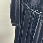 Avon Style Black velvet velour long sleeve gold button Maxi Dress vintage L Size L Photo 4