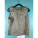 J.Jill  Ruffle Front Floral Blouse LP Petite | 100% Ramie Green Sleeveless Button Photo 5