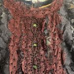 Barok Paris Lace Long Sleeve Maxi Dress Two Tone Burgundy Red & Navy Blue Photo 5