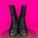 Ash  Fedora Black Gold Embroidered Floral Ankle Boot Sz 37 Photo 1