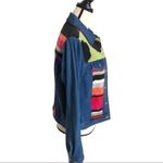 Susan Bristol Vintage 80s  Fleece PATCHWORK Blue Denim JEAN JACKET Womens Size M Photo 4