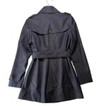 Cache Women Double Denim Trench Coat Belted Button-up Lined Pockets Size Small Photo 3