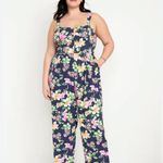 Old Navy  Linen Floral Wide Leg Jumpsuit Pant Romper Pockets Blue Large Photo 1