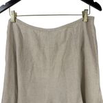 Loft Ann Taylor  Linen A-Line Midi Skirt Beige / Oatmeal Zip Size 10 Flared Hem Photo 8