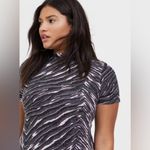 Torrid Dark Grey & Pink Zebra Hacci Mock Neck Trapeze Dress, Size 1X Photo 5