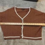 Love Tree Size Medium M Brown White Trim Cropped Sweater y2k Style Big Buttons Photo 7