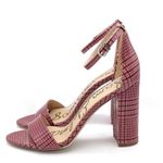 Sam Edelman Yaro Block Heel Ankle Strap Sandal Warm Pink Plaid Women’s Size 8.5 Photo 4