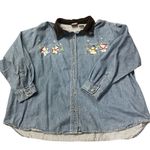 Vintage women’s nutcracker plus size 24w denim christmas button up Blue Photo 1