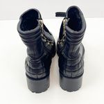 Karl Lagerfeld Pervot Black Leather Round Toe Side Zip Quilted Combat Boots 6 Photo 3