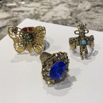 Lot Of 3 Beautiful Adjustable Ornate Women's Costume Rings Photo 1