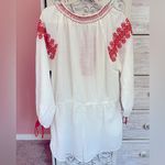J.Crew Embroidered boho Beach Romper in white red embroidery and tassels size XL Photo 2