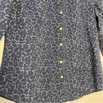 Talbots Petite women roll up sleeves acid wash animal print denim shirt size 2P Photo 5