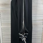 H&M Black V Neck Midi Shift Dress w White Piping Trim & Slit Tie Sleeves-6 Photo 1