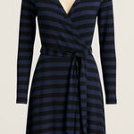 Banana Republic Faux Wrap Dress Navy Black Stripes Work Officecore Brunch Medium Photo 0