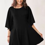 Davi & Dani Davi‎ & Dani Solid Draped Sleeve Ties Back Skort Romper Photo 1