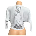 Small cropped sweater Unique pearl embellished silhouette art Photo 6