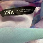 ZARA  Choker Chiffon Blue Pink Long Sleeve Top Ruched 70s Party Blogger Summer Photo 3