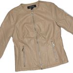 Kenneth Cole Reaction Nude Vegan Leather Bomber Jacket Tan Photo 7