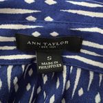 Ann Taylor  Shirt Womens Small Blue White Printed Blouse‎ Office Career Casual Photo 6