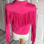 SheIn Fringe Faux Suede Hot Pink Jacket Photo 5