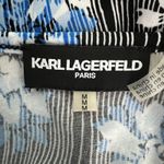 Karl Lagerfeld Shirt Women Medium Blue Floral Pleated Neck Blouse Career Casual Photo 6