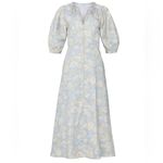 Rebecca Taylor Short Sleeve Satin Leaf Floral 100% Cotton Maxi Dress Size 8 Photo 14