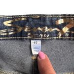 Seven7  Medium Wash Blue Denim Raw Hem Boyfriend Relaxed Jean Shorts Sz 12 Photo 4