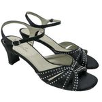 Metaphor Vintage Y2K Black Satin Rhinestone Heels Photo 0