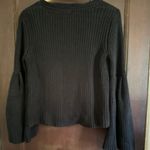 Free People  | Black Damsel Bell Sleeve V Neck Chunky Knit Sweater | Extra Small Photo 3
