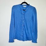 Boden Henrietta Pintuck Long Sleeve Henley Top Blue Jay Size 2 Photo 1