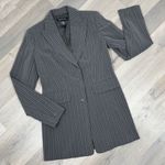 Vintage Moda International Pinstripe Long Blazer Jacket Grey Pink 4 Gray Photo 14