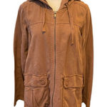 American Eagle Hooded Cargo Utility Jacket Full Zip Womens Size Small Peach Photo 0