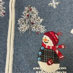 Designer Originals Studio Joy Christmas Holiday Snowman Sweater Women Large Wool Blue Photo 2