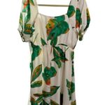 Boutique Eclair Tropical Leaf Print Puff Sleeve Boitique Mini Dress Size Small ECU Photo 3