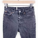 Free People  We the Free Stella High Rise Button Fly Raw Hem Black Skinny Jeans Photo 3