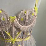VS FOR LOVE & LEMONS Daisy Embroidered Corset Bustier XXS Neon Pink Garter FW22 Photo 4