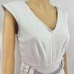 Jennifer Lopez (2) White Chain Waist Sheath Midi Dress Knee Length Sleeveless Photo 1