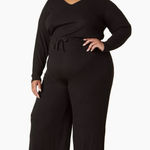 Beyond Yoga Plus So Chic Black Ribbed Drawstring Waist Jumpsuit Photo 0